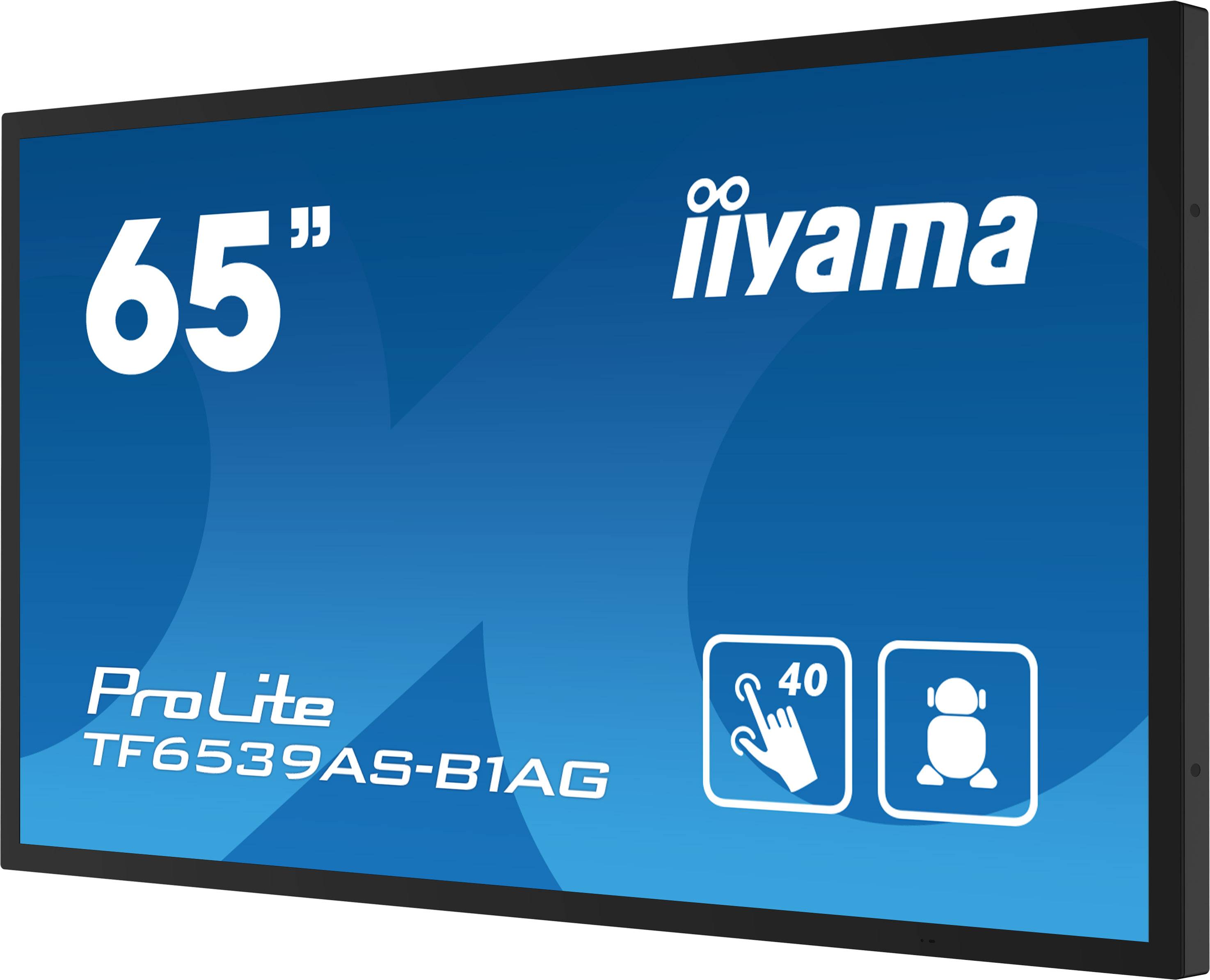 iiyama TF6539AS-B1AG beeldkrant Digitale signage flatscreen 163,8 cm (64.5") LED 500 cd/m² 4K Ultra HD Zwart Touchscreen Type processor Android 24/7