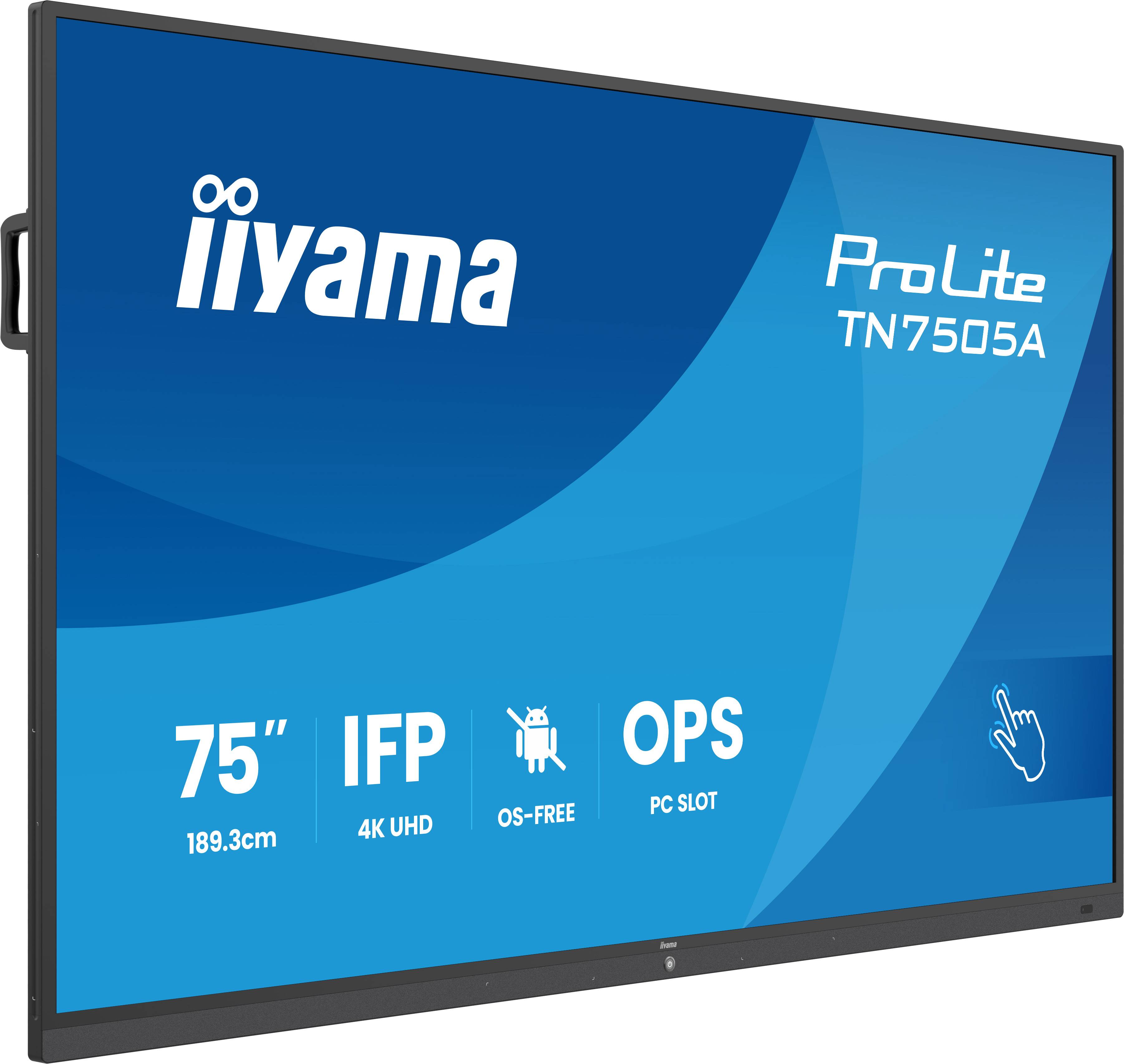 iiyama TN7505A-B1AG beeldkrant Interactief flatscreen 189,3 cm (74.5") 500 cd/m² 4K Ultra HD Zwart Touchscreen