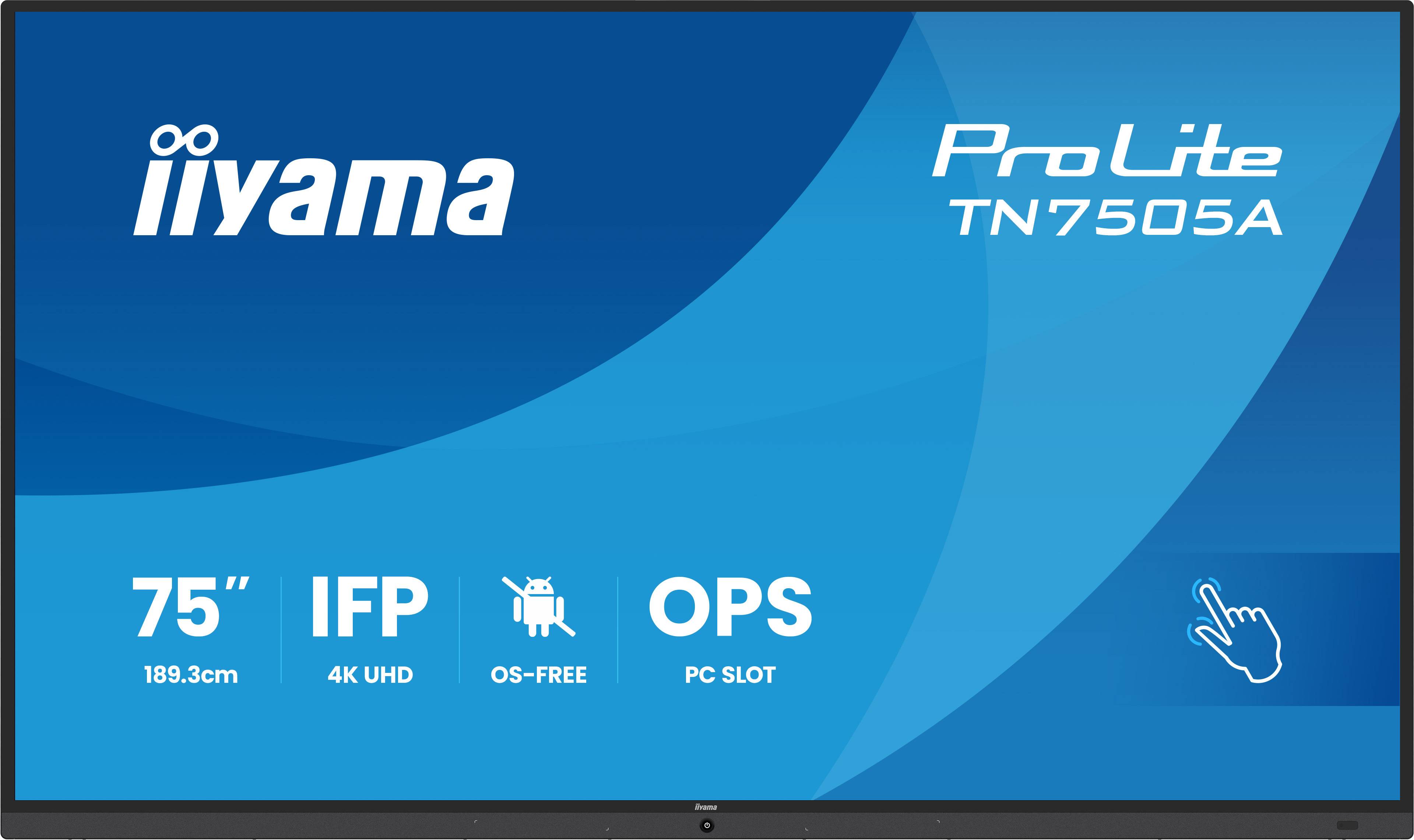 iiyama TN7505A-B1AG beeldkrant Interactief flatscreen 189,3 cm (74.5") 500 cd/m² 4K Ultra HD Zwart Touchscreen