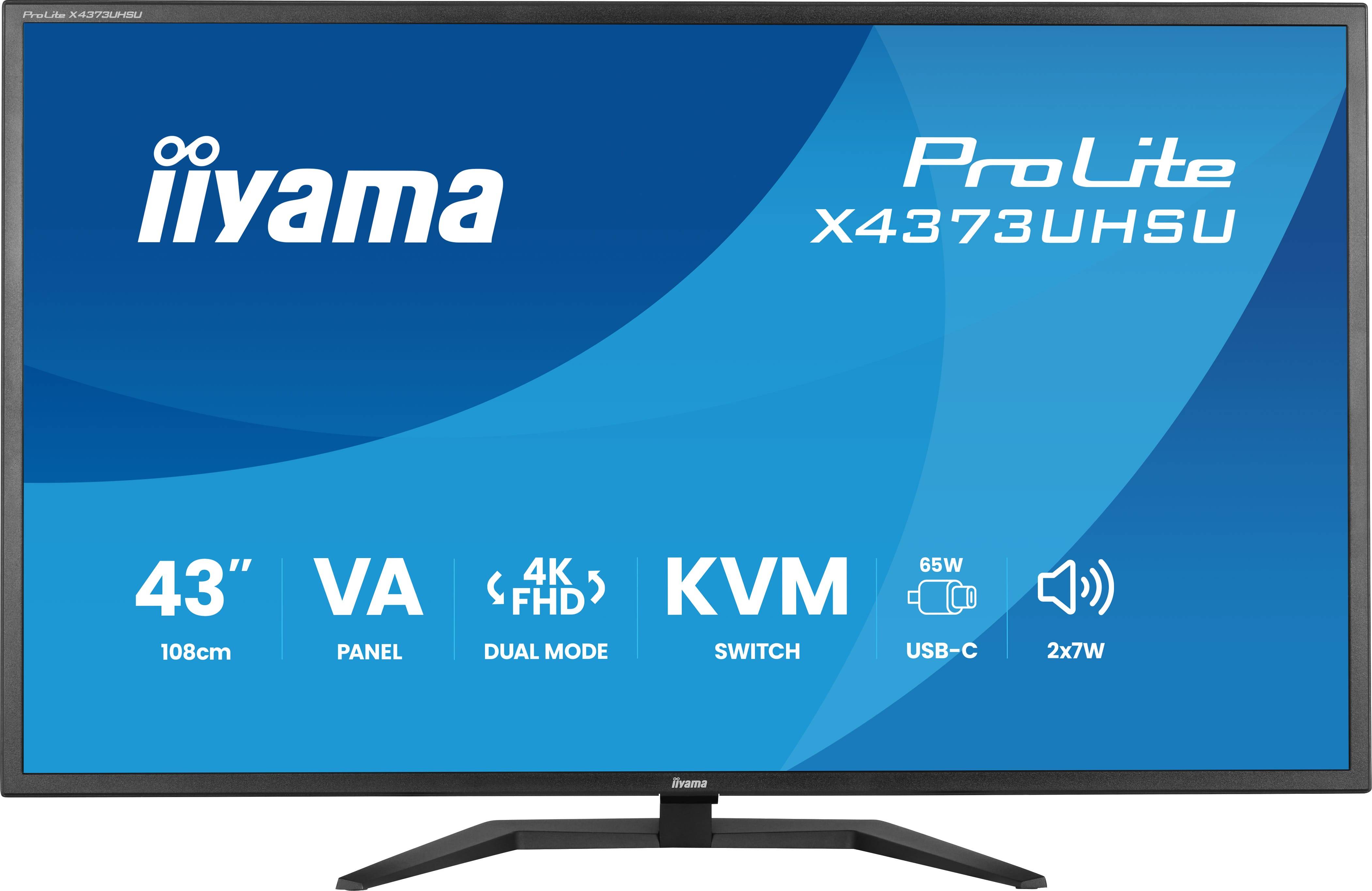 iiyama ProLite X4373UHSU-B2 computer monitor 109,2 cm (43") 3840 x 2160 Pixels 4K Ultra HD LED Zwart