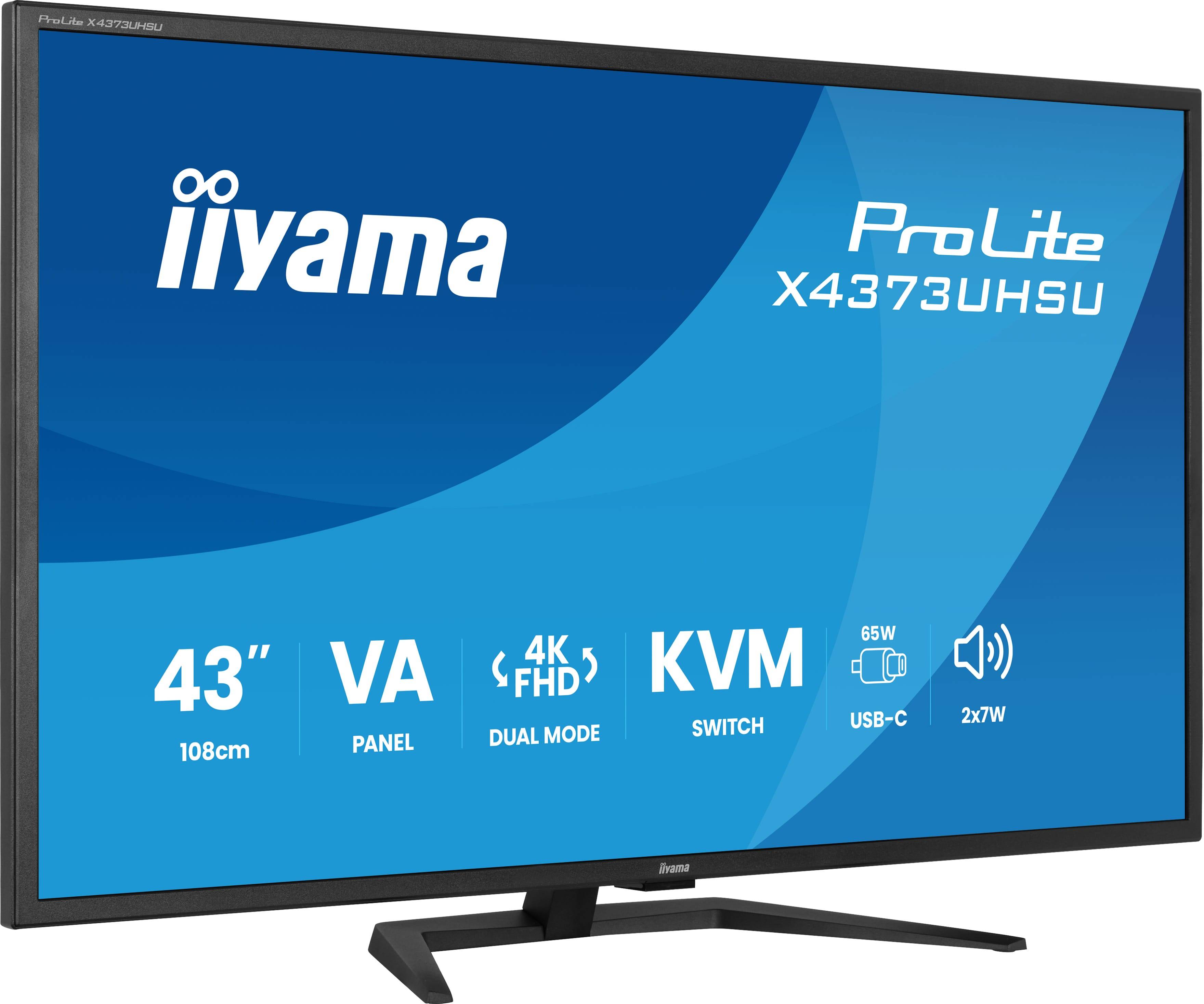 iiyama ProLite X4373UHSU-B2 computer monitor 109,2 cm (43") 3840 x 2160 Pixels 4K Ultra HD LED Zwart