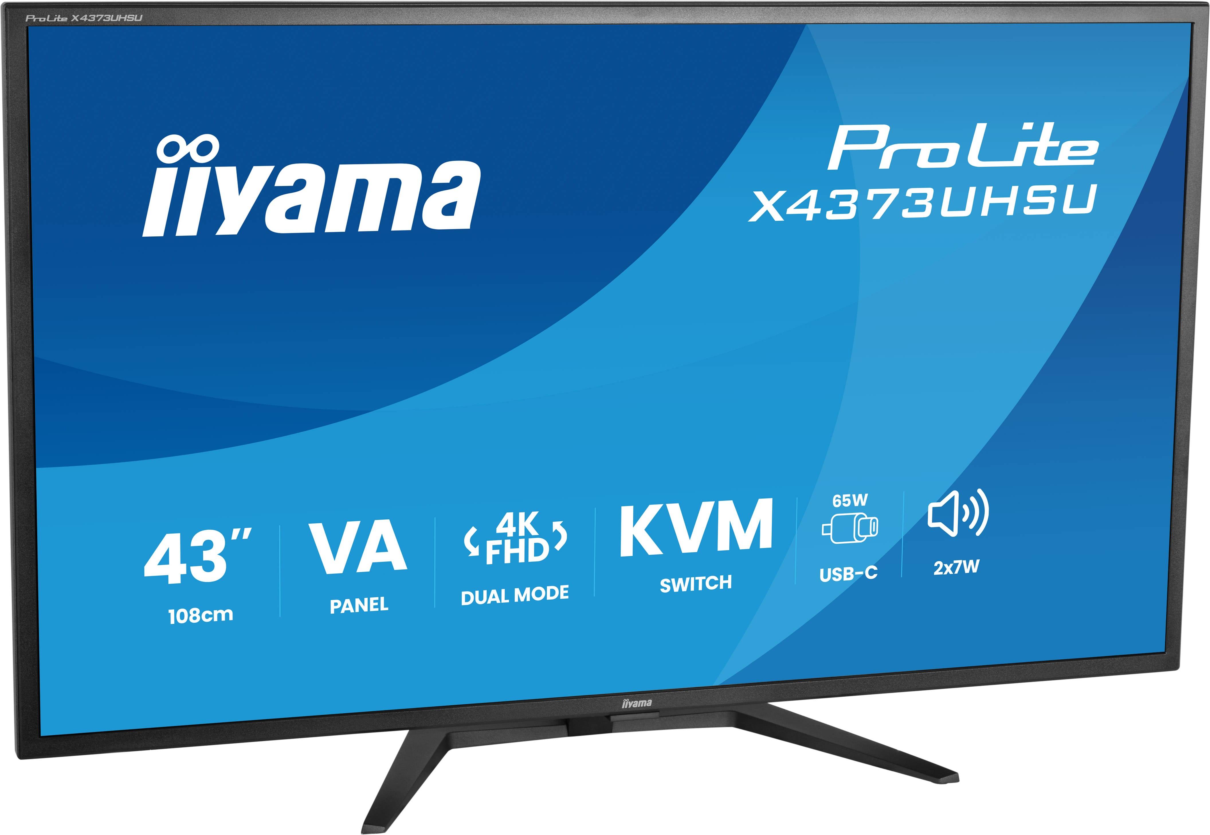 iiyama ProLite X4373UHSU-B2 computer monitor 109,2 cm (43") 3840 x 2160 Pixels 4K Ultra HD LED Zwart