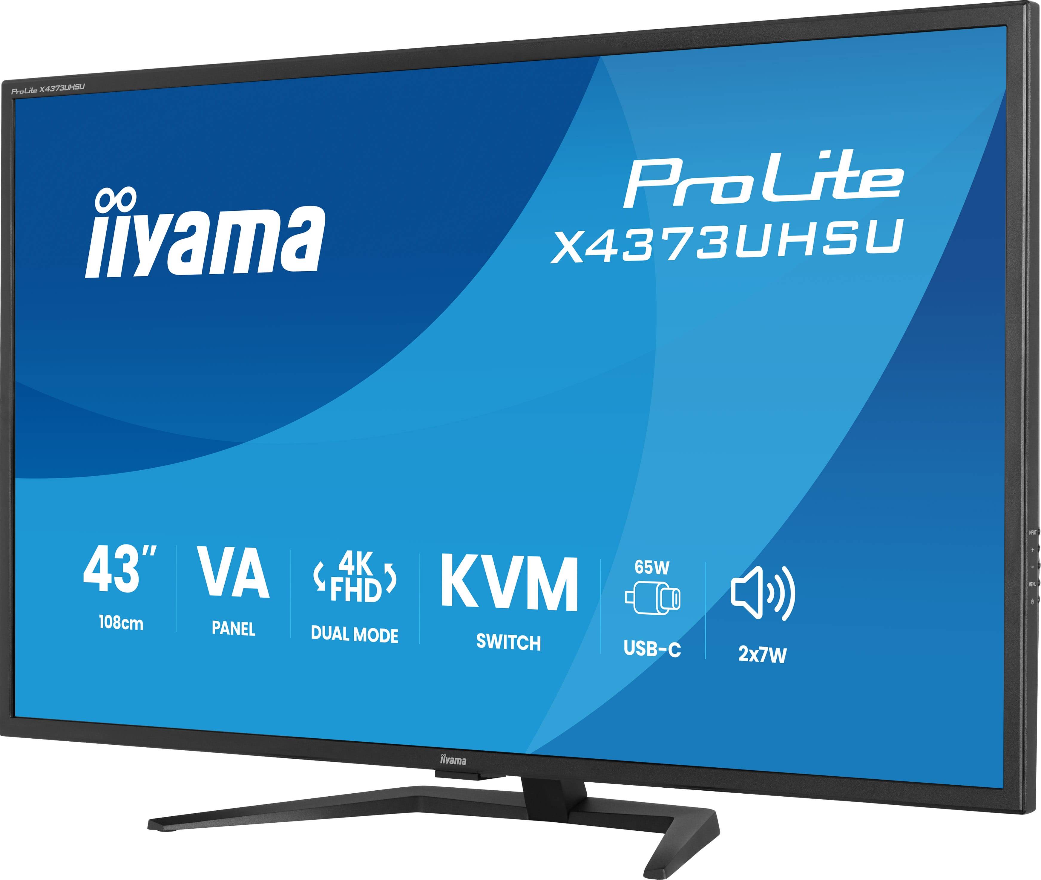 iiyama ProLite X4373UHSU-B2 computer monitor 109,2 cm (43") 3840 x 2160 Pixels 4K Ultra HD LED Zwart