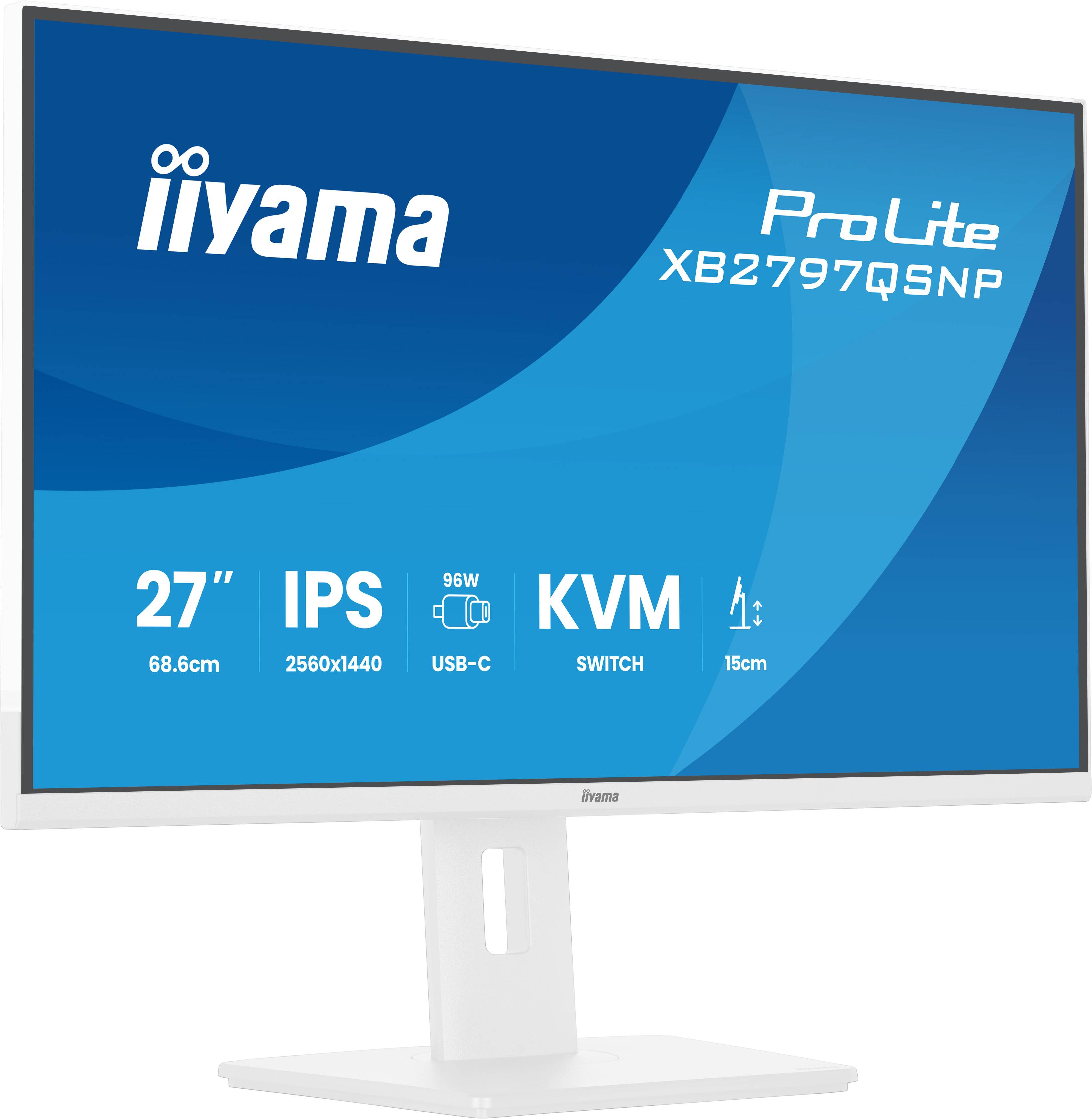 iiyama ProLite XB2797QSNP-W1 27" IPS LCD computer monitor 68,6 cm (27") 2560 x 1440 Pixels Quad HD Wit