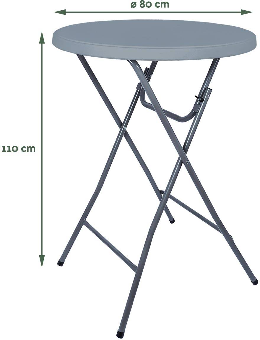 Inklapbare statafel BT200, grijs, diameter 80 cm