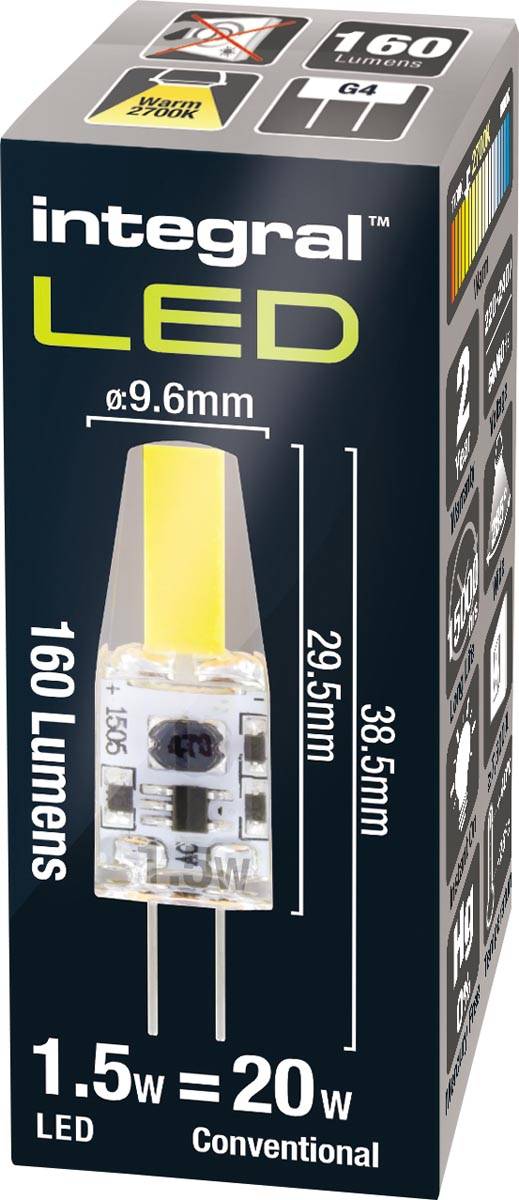Integral LED spot G4 fitting, niet dimbaar, 2.700 K, 1,5 W, 165 lumen