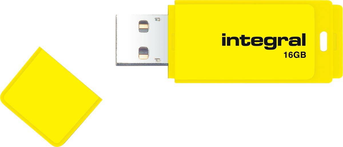 Integral Neon USB 2.0 stick, 16 GB, geel