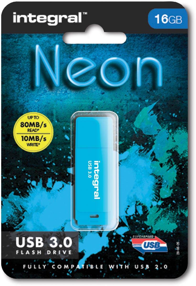 Integral Neon USB 3.0 stick, 16 GB, blauw