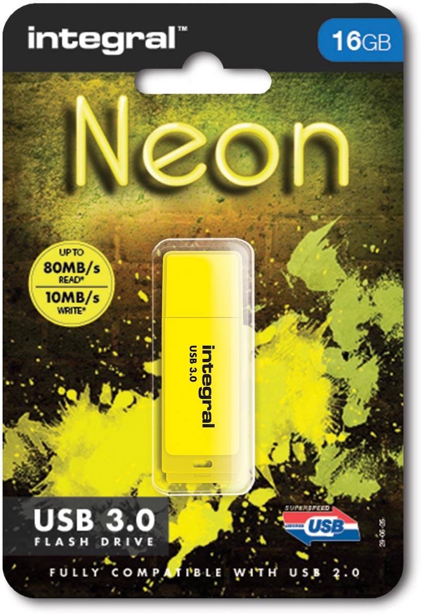 Integral Neon USB 3.0 stick, 16 GB, geel