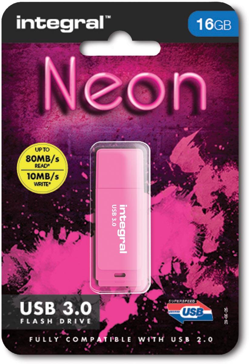 Integral Neon USB 3.0 stick, 16 GB, roze