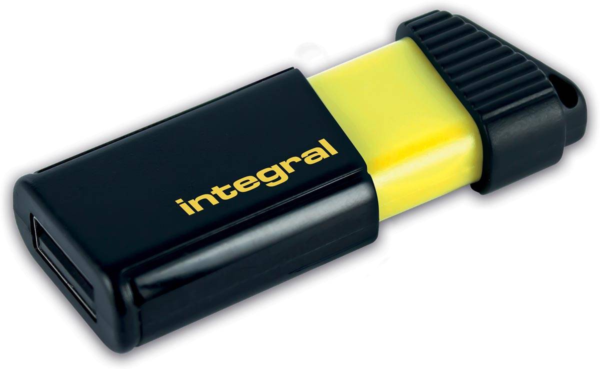 Integral Pulse USB 2.0 stick, 64 GB, zwart/geel