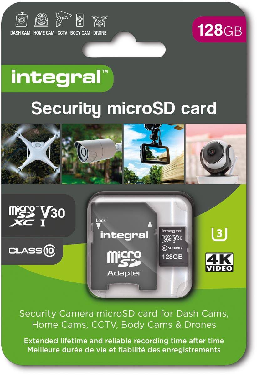 Integral Security microSDXC geheugenkaart, Class 10 V30 , 128 GB