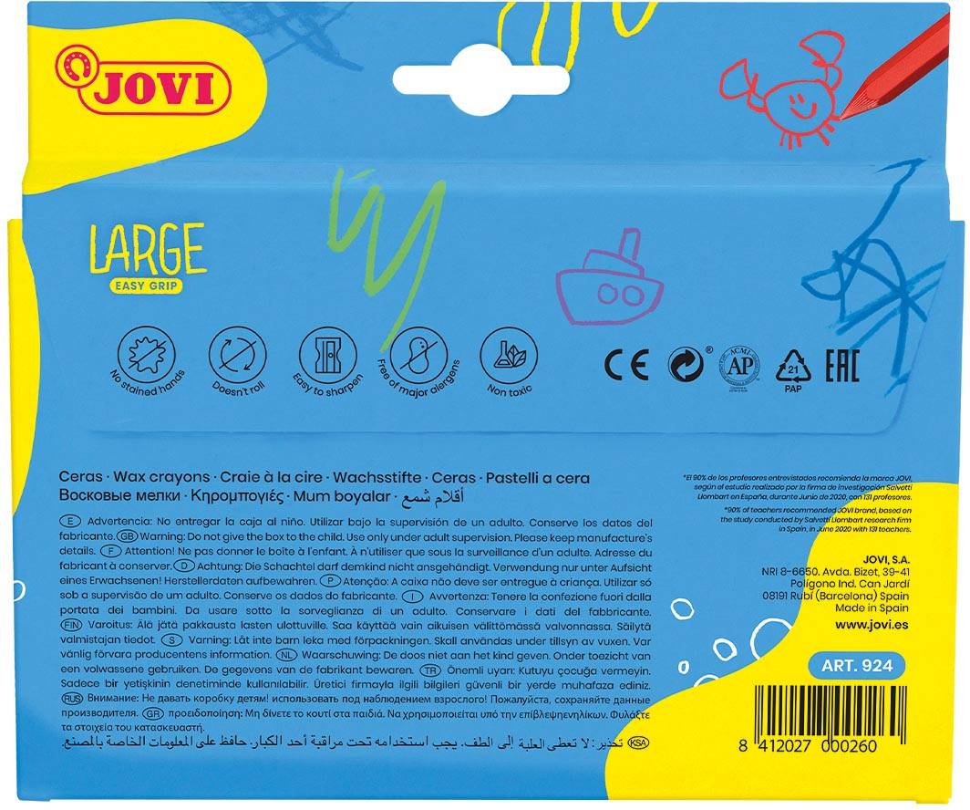 Jovi waskrijt Large Easy Grip 24 stuks