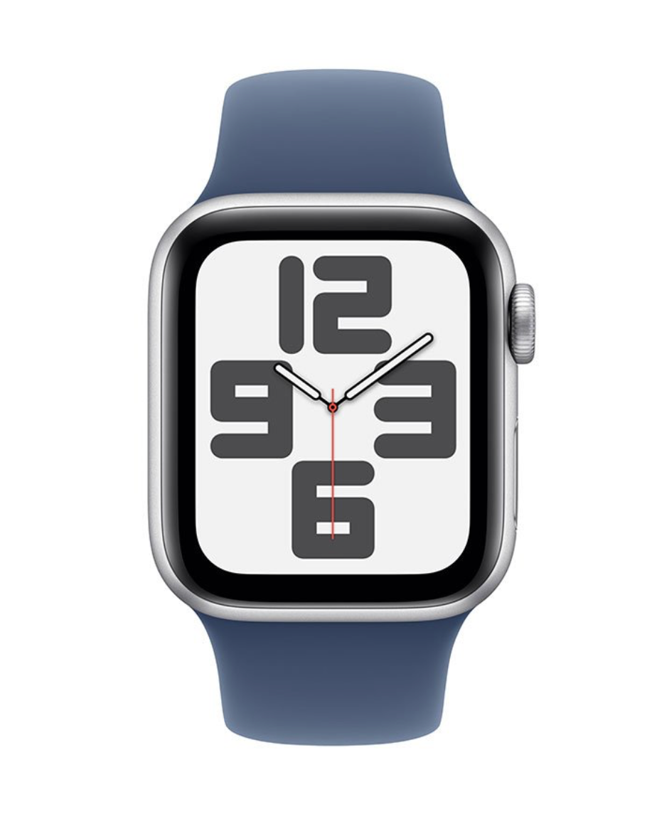 Apple Watch SE (2024) 40mm GPS + Cellular, Sportbandje S/M, Zilver (Blauw)