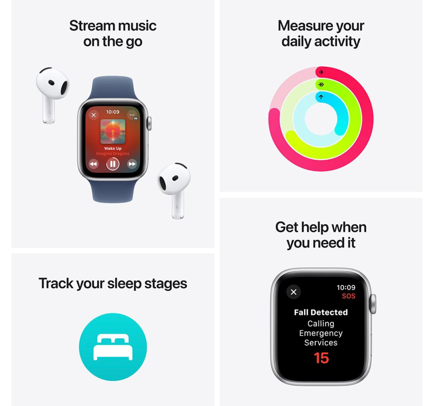 Apple Watch SE (2024) 40mm GPS + Cellular, Sportbandje S/M, Zilver (Blauw)