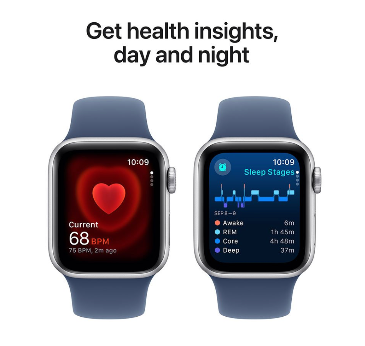 Apple Watch SE (2024) 40mm GPS + Cellular, Sportbandje S/M, Zilver (Blauw)