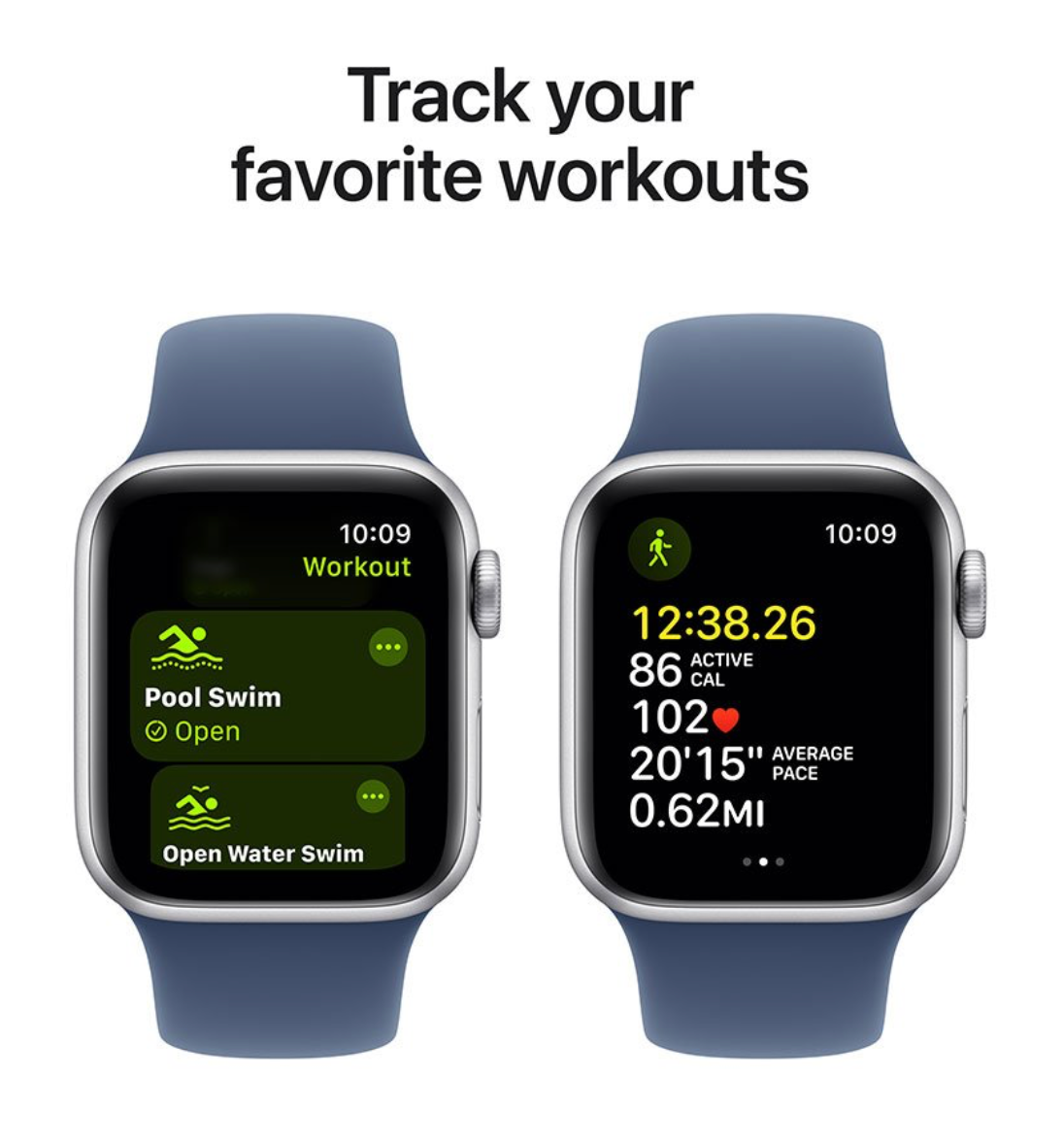 Apple Watch SE (2024) 40mm GPS + Cellular, Sportbandje S/M, Zilver (Blauw)