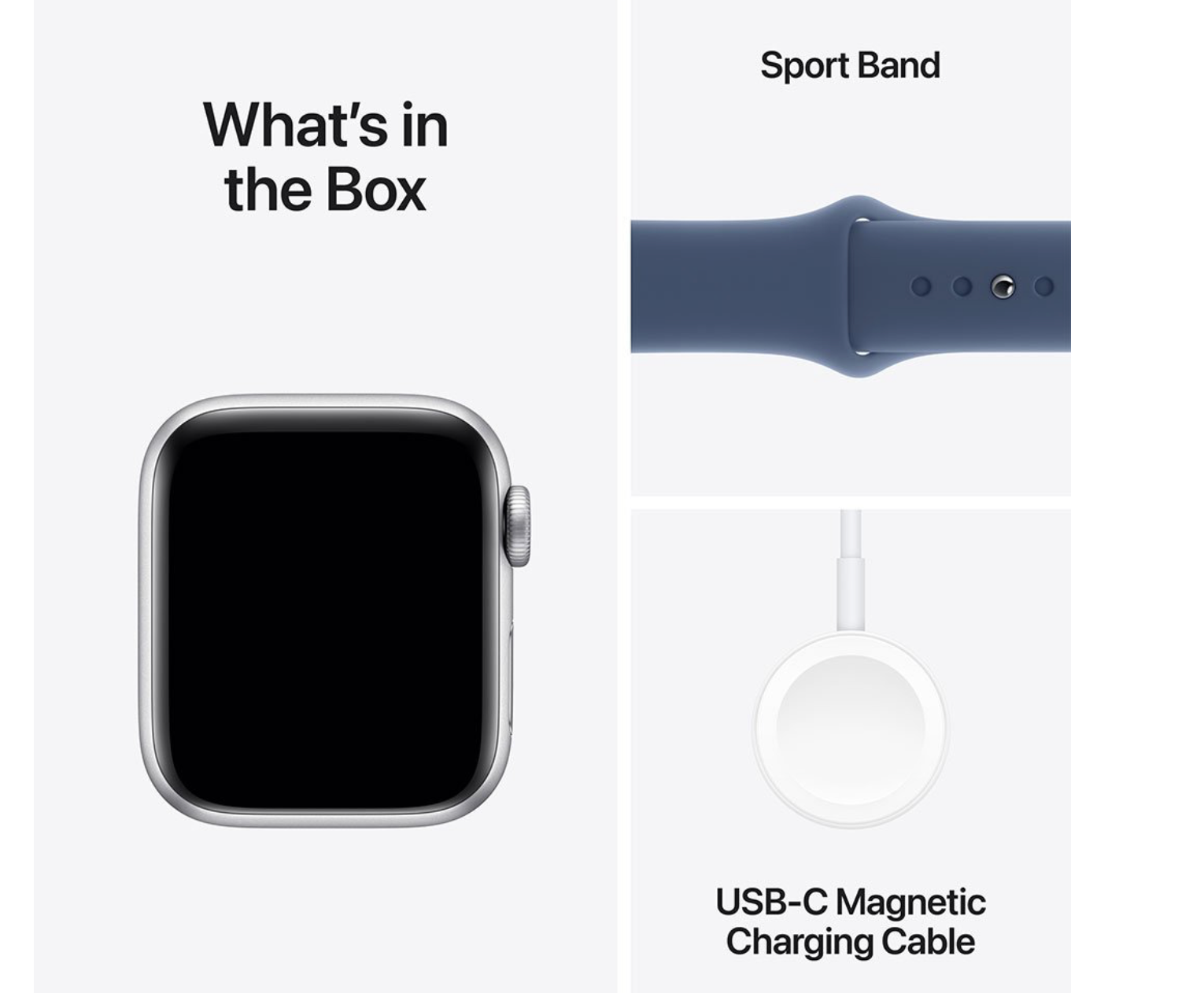 Apple Watch SE (2024) 40mm GPS + Cellular, Sportbandje S/M, Zilver (Blauw)