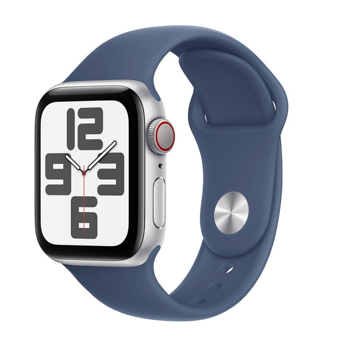 Apple Watch SE (2024) 40mm GPS + Cellular, Sportbandje S/M, Zilver (Blauw)
