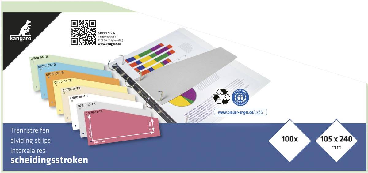 Kangaro trapezium verdeelstroken, pak van 100 stuks, groen