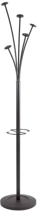 Kapstok met parapluhouder, 5 haken, zwart