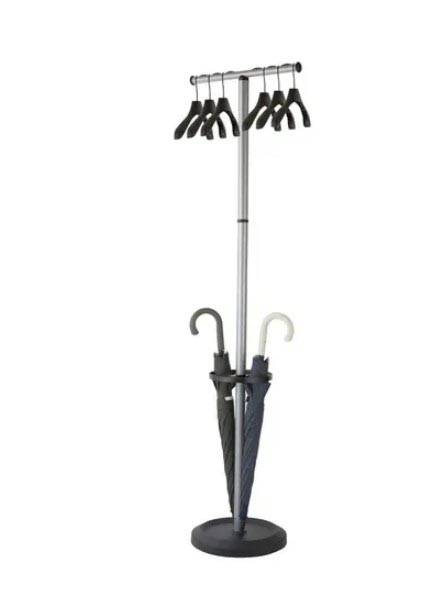 Kapstok vloerstandaard, met 6 zwarte kledinghangers