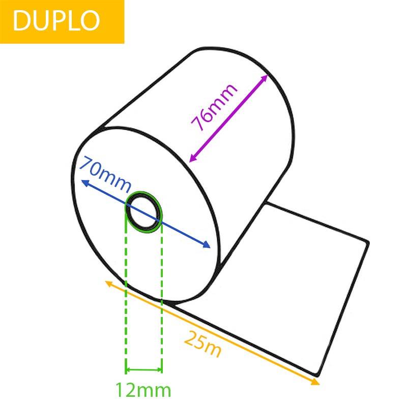 Kassarol duplo, breedte 76 mm, diameter +/- 70 mm, asgat 12 mm, lengte 25 m, wit-geel