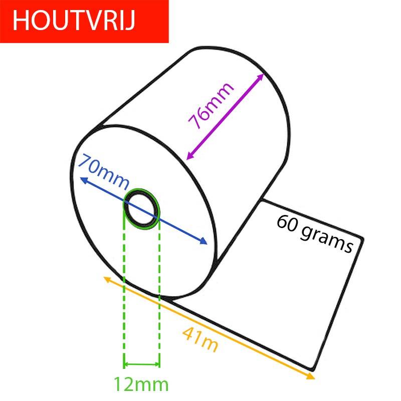 Kassarol houtvrij, 60 g, breedte 76 mm, diameter +/- 70 mm, asgat 12 mm, lengte 41 m