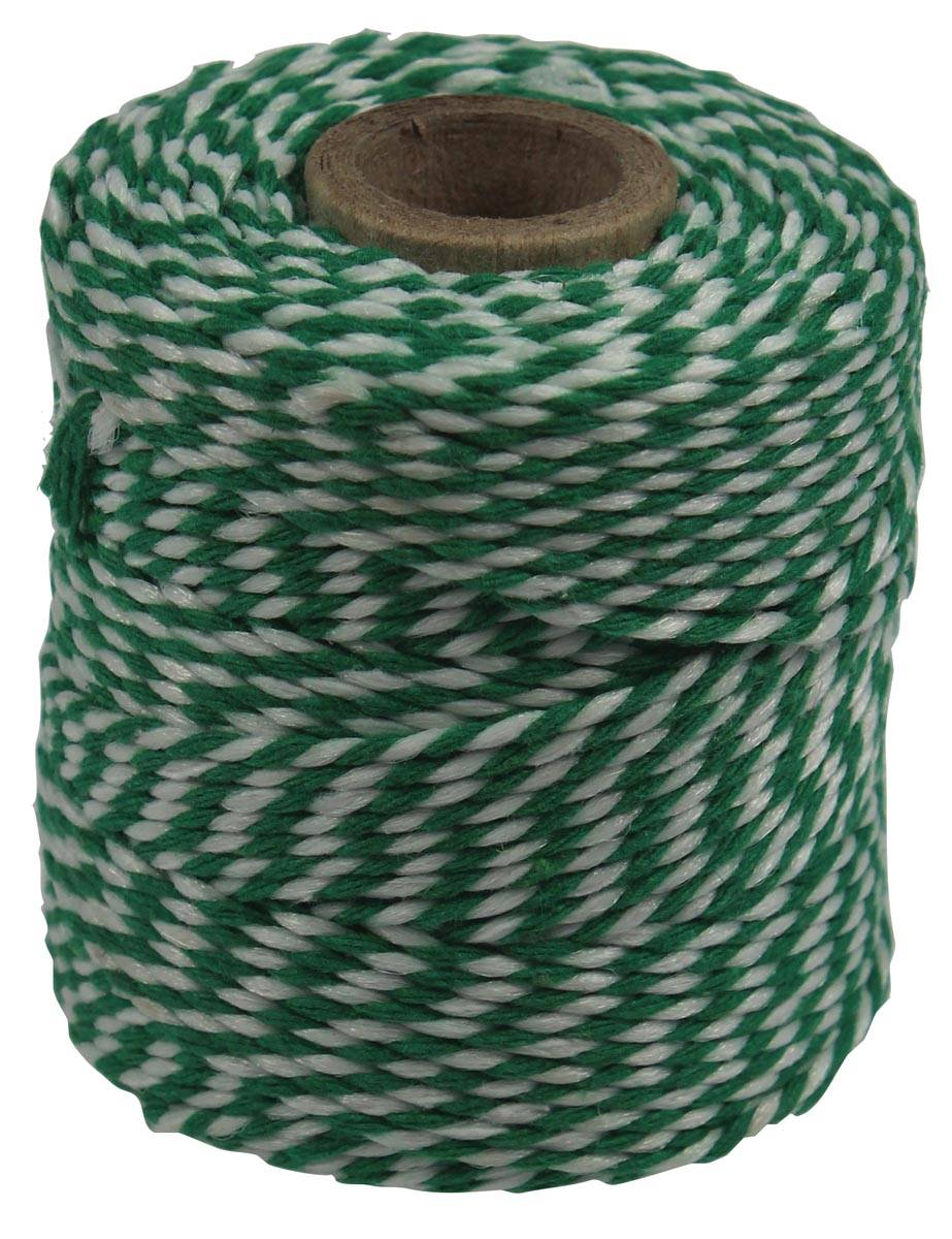 Katoentouw, groen-wit, klos van 50 g, ongeveer 55 m