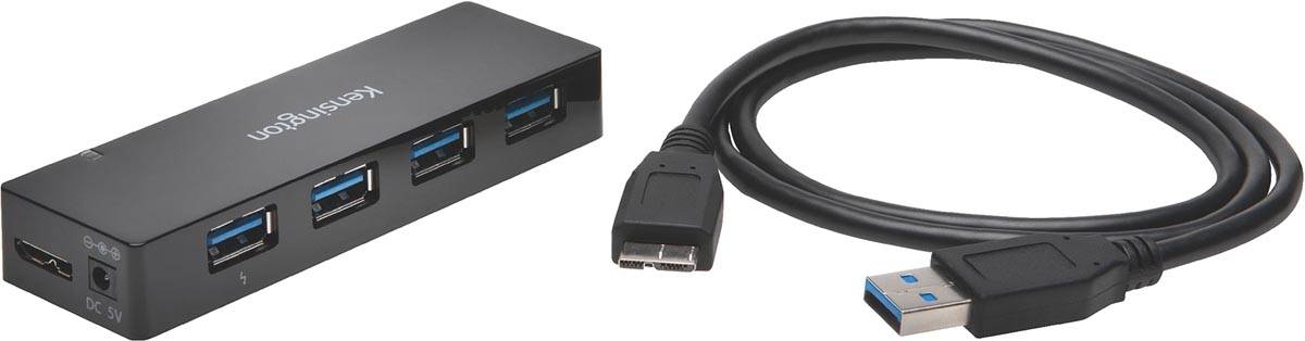 Kensington USB 3.0 Hub 4-poorten, met oplaadfunctie