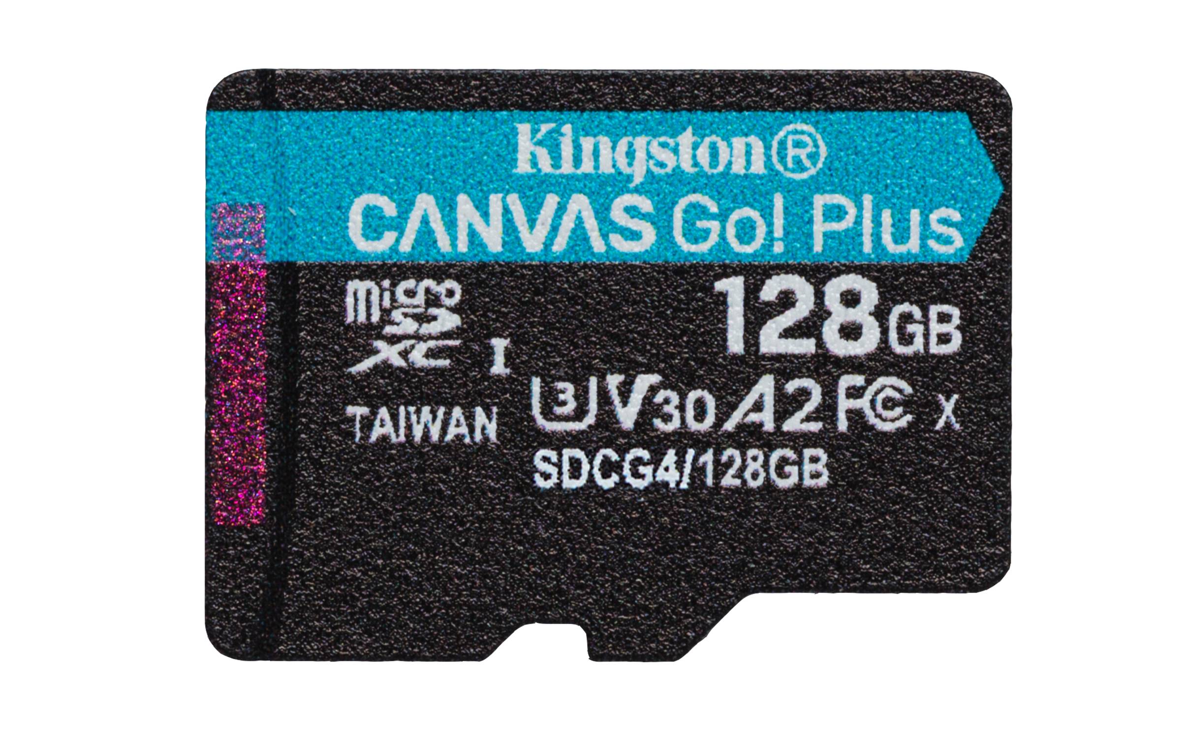 Kingston Technology 128GB microSDXC Canvas Go! Plus Gen4 200MB/s A2 U3 V30 kaart + adapter