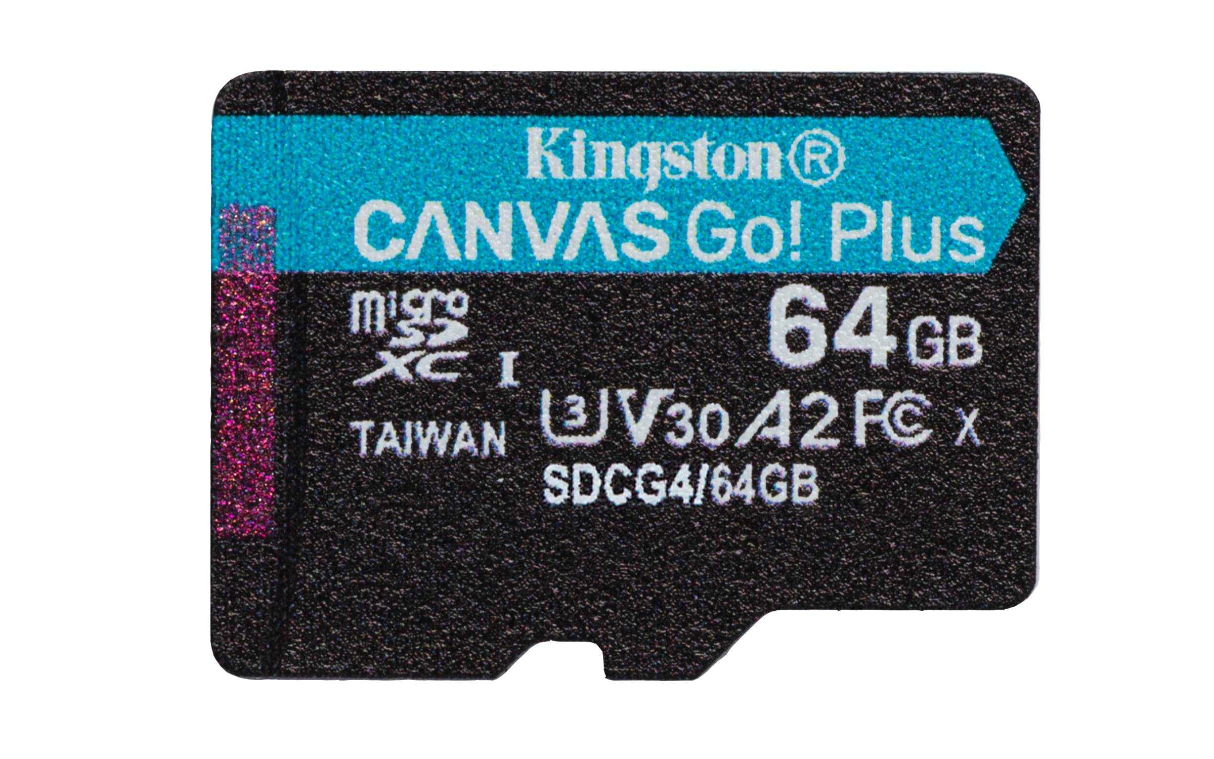 Kingston Technology 64GB microSDXC Canvas Go! Plus Gen4 200R A2 U3 enkel pakket zonder adapter