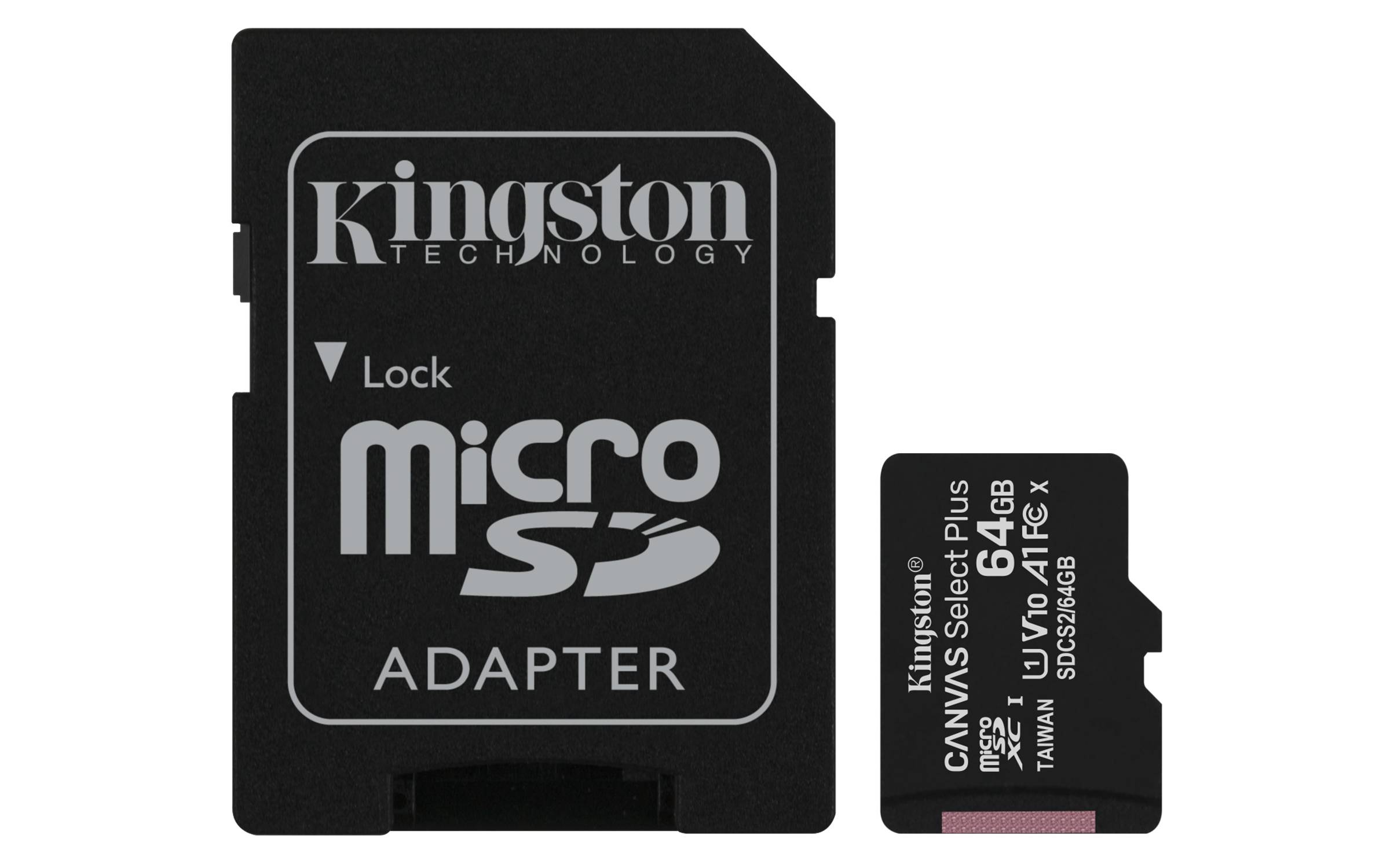 Kingston Technology Canvas Select 64GB micSDXC Plus 100R A1 C10 kaart + ADP