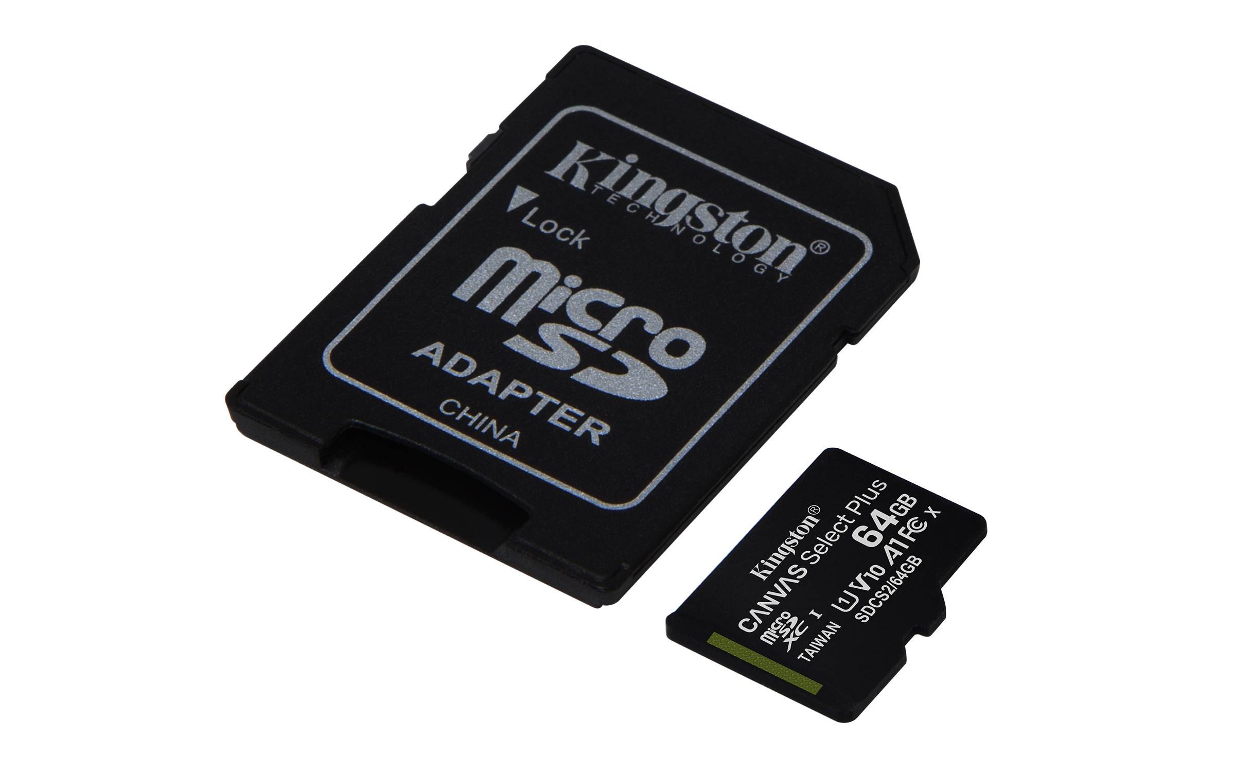 Kingston Technology Canvas Select 64GB micSDXC Plus 100R A1 C10 kaart + ADP