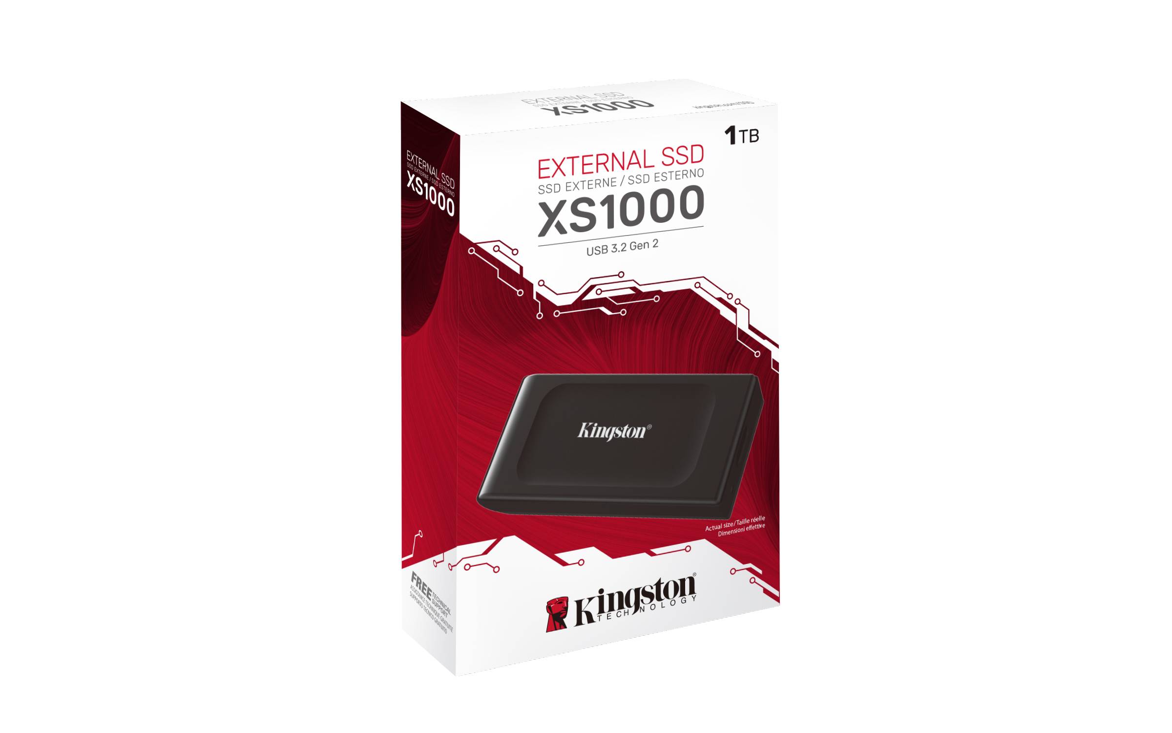 Kingston Technology 1TB XS1000 Red External USB 3.2 Gen 2 Draagbare Solid State Drive