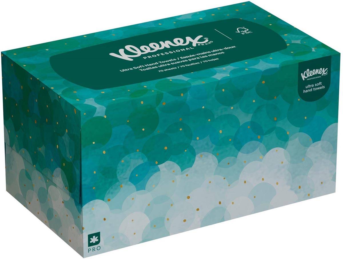 Kleenex papieren handdoeken Ultra Soft Pop-up, intergevouwen, 1-laags, 70 vellen, dispenserdoos