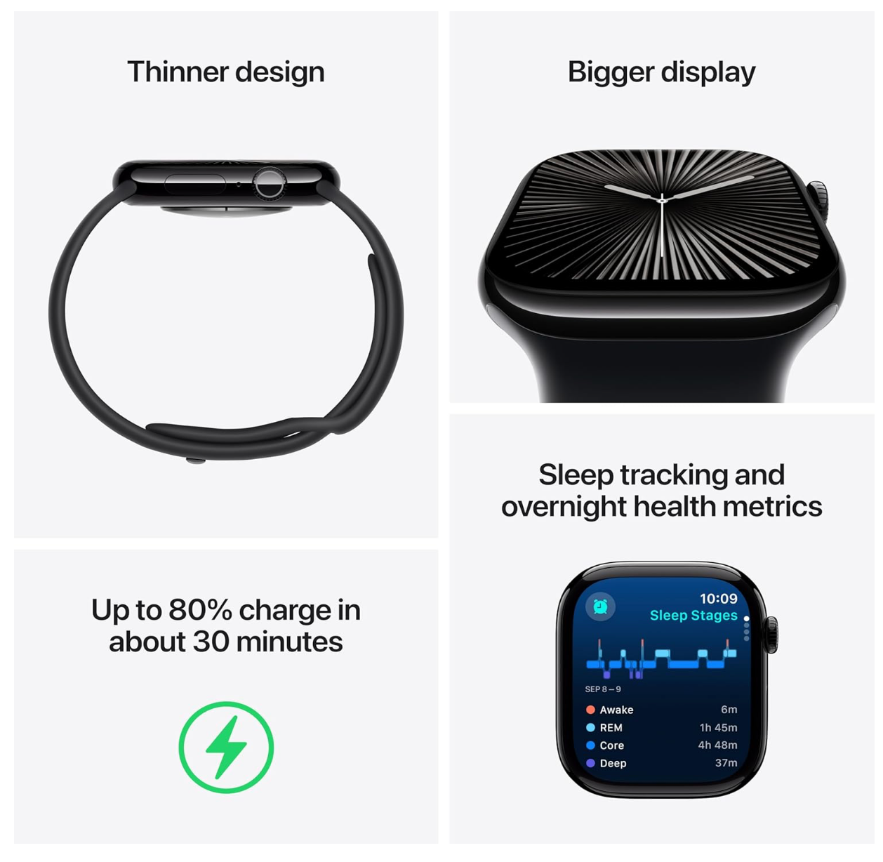 Apple Watch Series 10, 42mm, GPS + Cellular, Titanium, Sportbandje M/L, Zilver (Beige)