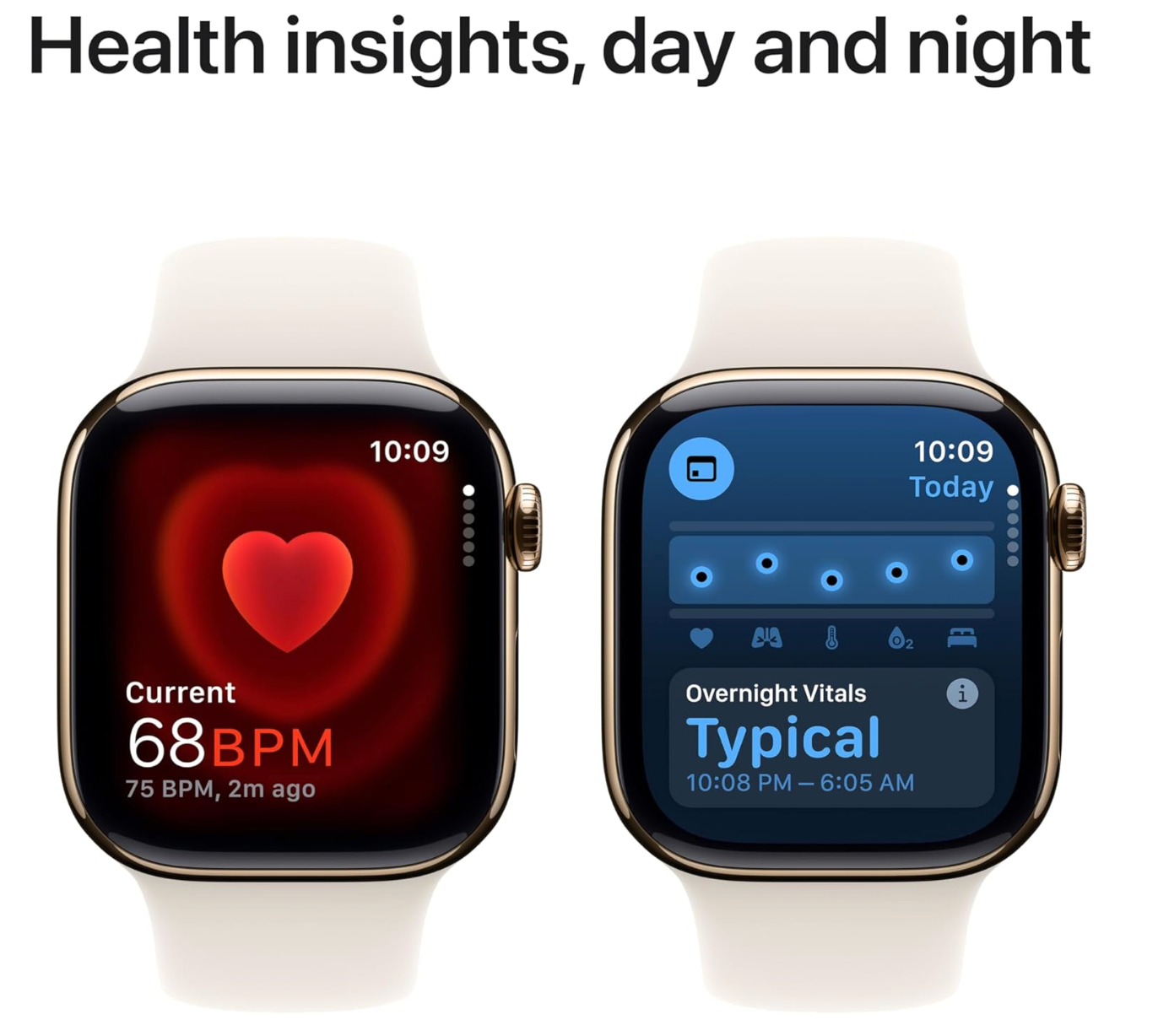 Apple Watch Series 10, 42mm, GPS + Cellular, Titanium, Sportbandje M/L, Zilver (Beige)