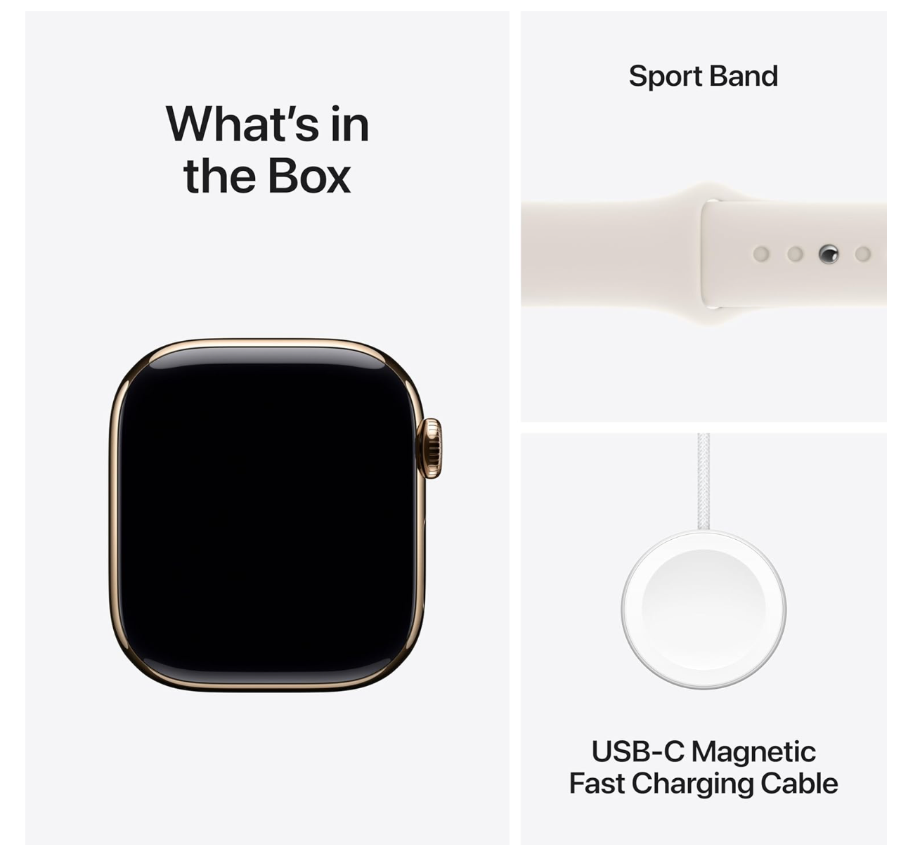 Apple Watch Series 10, 42mm, GPS + Cellular, Titanium, Sportbandje M/L, Zilver (Beige)