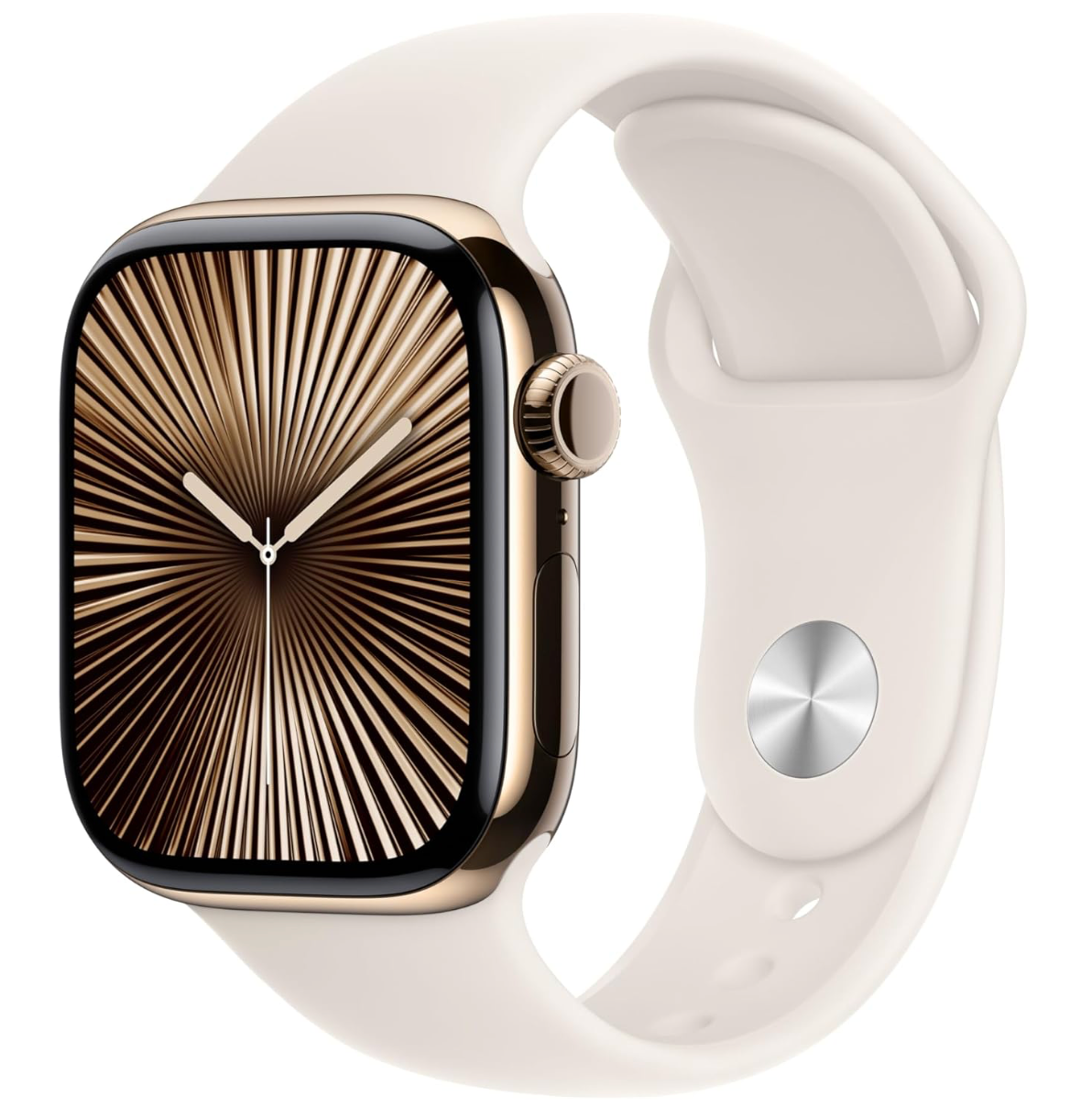 Apple Watch Series 10, 42mm, GPS + Cellular, Titanium, Sportbandje M/L, Zilver (Beige)