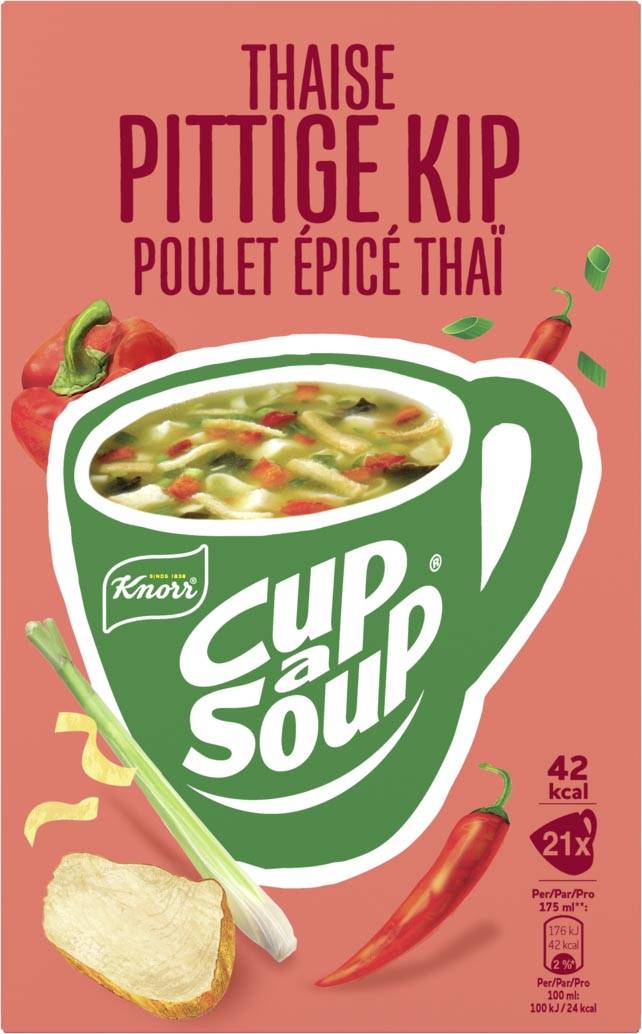 Knorr Cup-a-Soup pittige kip, pak van 21 zakjes