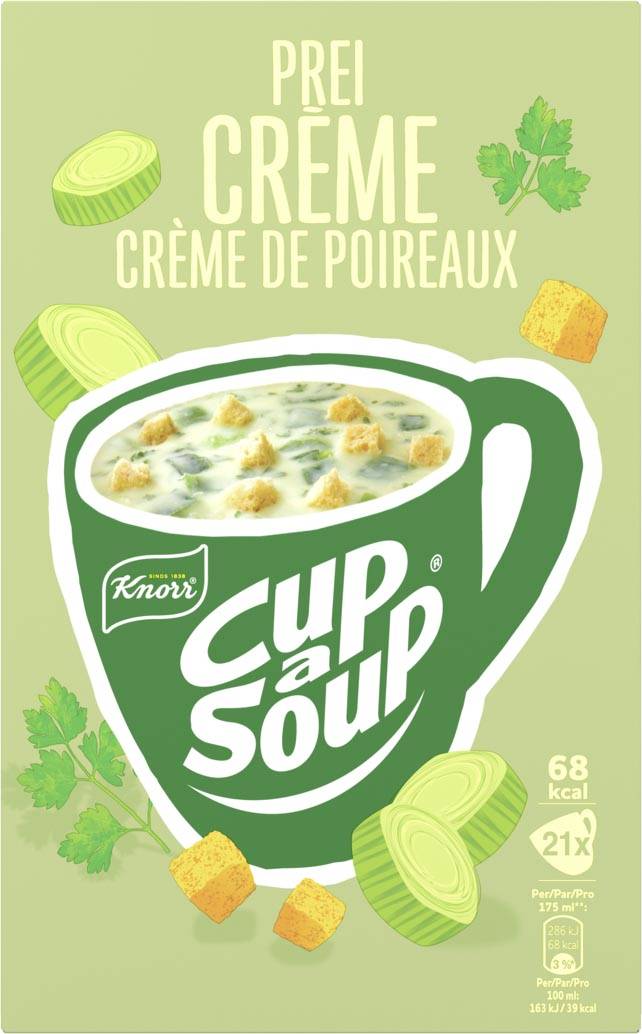 Knorr Cup-a-Soup prei, pak van 21 zakjes