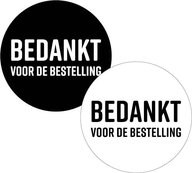 KP etiket "Bedankt voor de bestelling", diameter 40 mm,  2 varianten, rol van 250 stuks