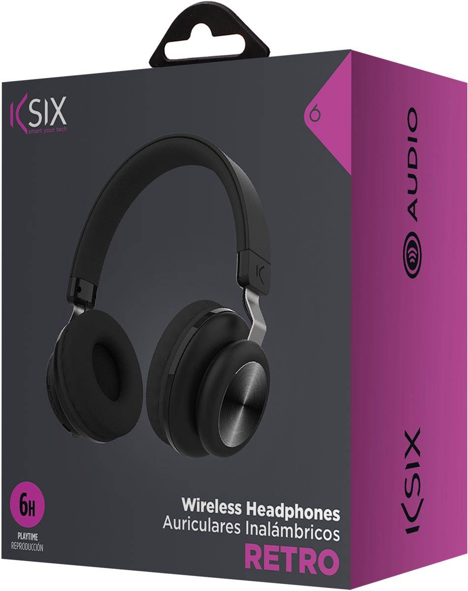Ksix draadloze hoofdtelefoon met geïntegreerde microfoon, speeltijd: 6 uur, zwart