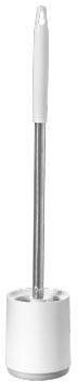 Kunststof toiletborstel met ronde voet, ophangbaar, wit