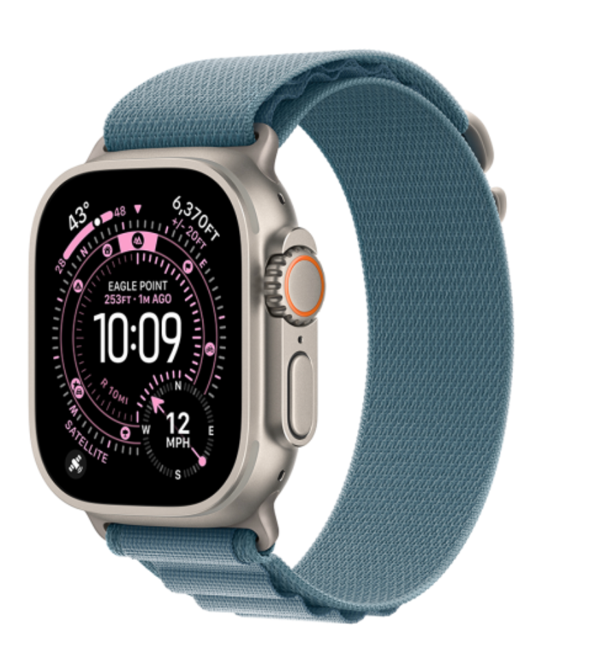 Apple Watch Ultra 3, Alpine-bandje S, Titanium (Blauw)