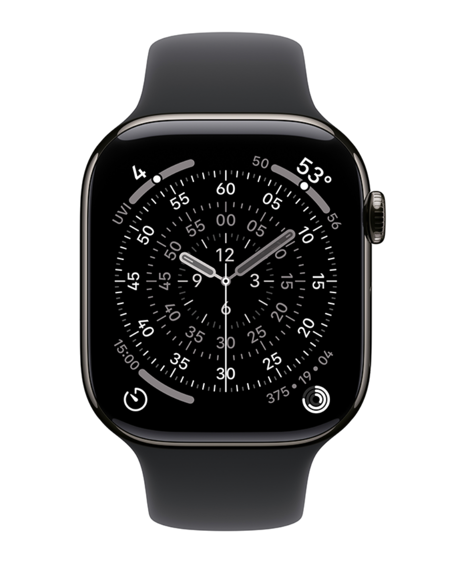 Apple Watch 11 Wifi + 5G - 42mm Slate Titanium Case with Black Sport Band - S/M