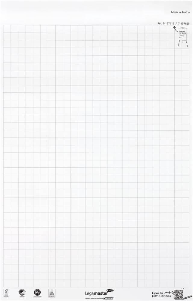 Legamaster flipchartpapier Sketch ECO, ft 98 x 65 cm, geruit, 50 vel, pak van 2 stuks