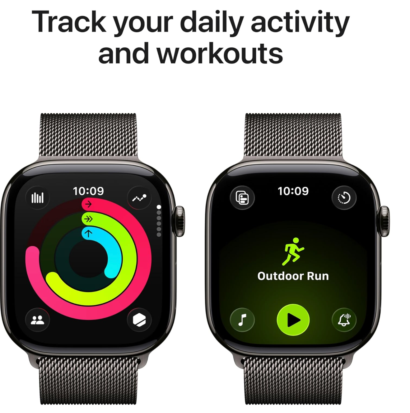 Apple Watch Series 11 GPS + Cellular 46 mm Smartwatch met kast van leisteen titanium, leisteen Milanees bandje (M/L)