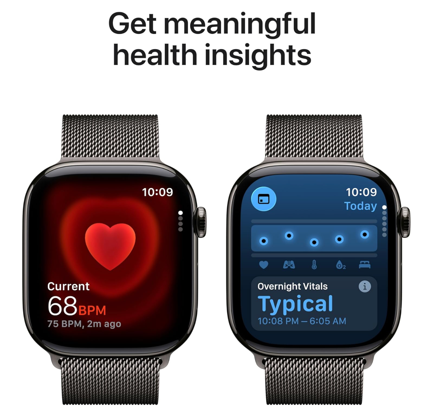 Apple Watch Series 11 GPS + Cellular 46 mm Smartwatch met kast van leisteen titanium, leisteen Milanees bandje (M/L)